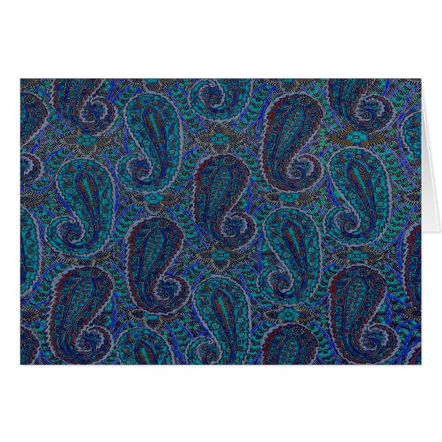 Paisley Blue Indian Boho Art Pattern (Front Horizontal)