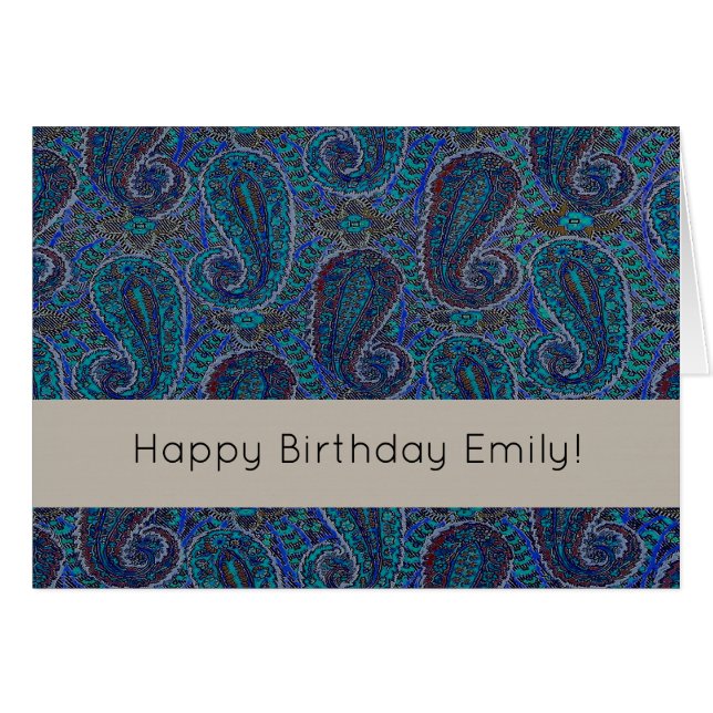 Paisley Blue Indian Boho Art Pattern (Front Horizontal)