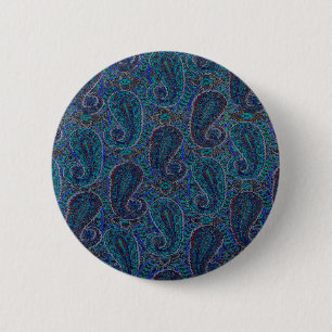 Paisley Blue Indian Boho Classic Vintage 6 Cm Round Badge