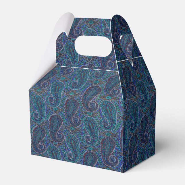 Paisley Blue Indian Boho Classic Vintage Favour Box (Front Side)