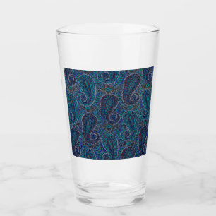 Paisley Blue Indian Boho Classic Vintage Glass