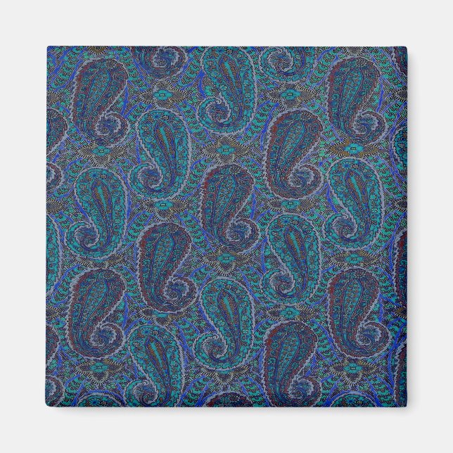 Paisley Blue Indian Boho Classic Vintage Magnet (Front)