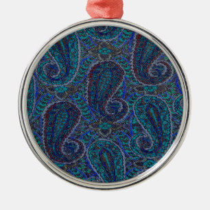 Paisley Blue Indian Boho Classic Vintage Metal Tree Decoration