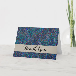 Paisley Blue Indian Boho Classic Vintage Thank You Card