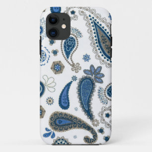Paisley Blue white Bohemian Pattern Case-Mate iPhone Case