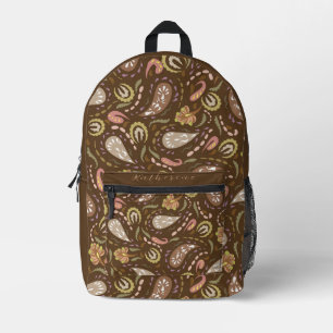 Paisley Brown Printed Backpack