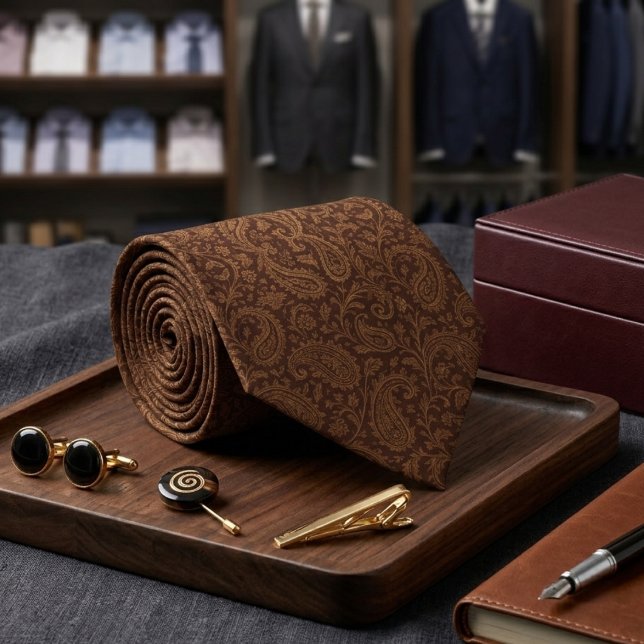 Paisley Brown Texture  Tie (Creator Uploaded)