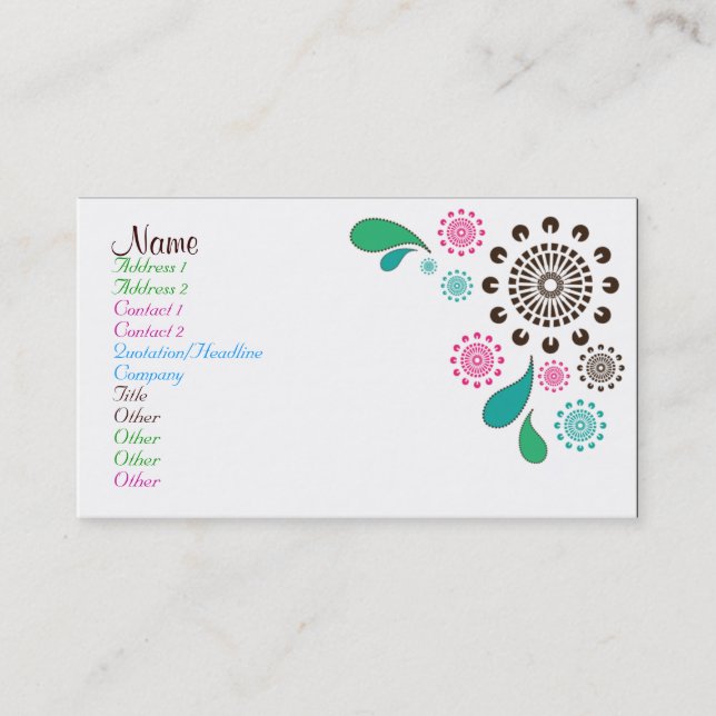 Paisley Burst Business Card (Front)
