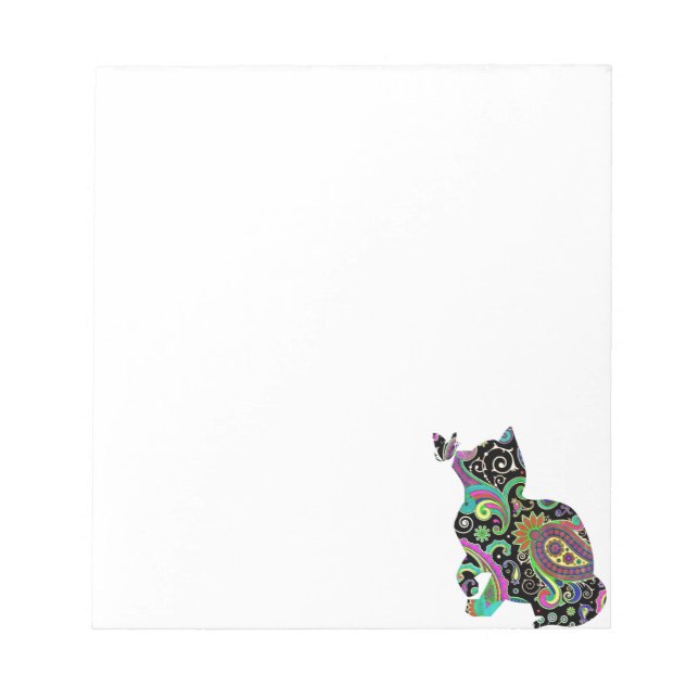 Paisley cat and butterfly notepad (Front)