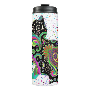 Paisley cat and butterfly thermal tumbler