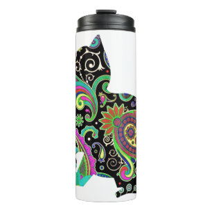 Paisley cat and butterfly thermal tumbler