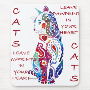 Paisley Cat in Blue & Purple Mouse Pad