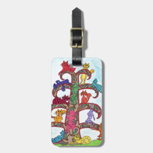 Paisley Cat Tree of Life Luggage Tag