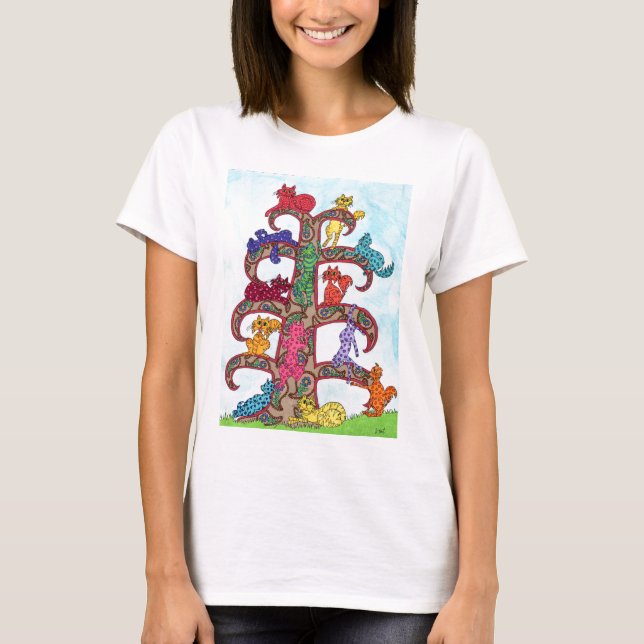 Paisley Cat Tree of Life T-Shirt (Front)