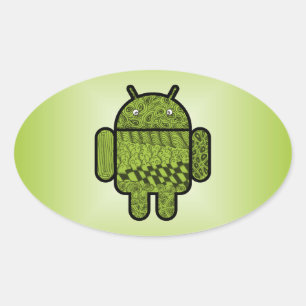 Paisley Character for the Android™ Robot Oval Sticker