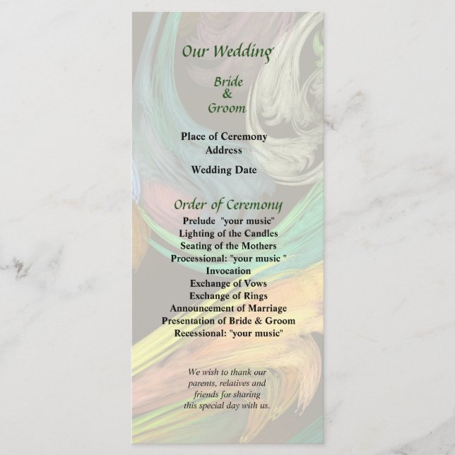 Paisley Closeup Wedding Program Programme (Front)