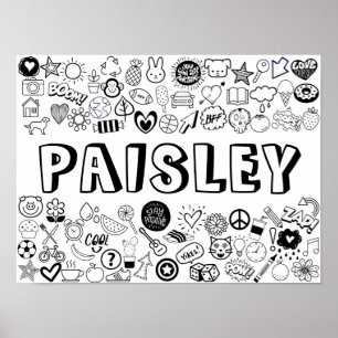 'PAISLEY' Colour-it-Yourself Outline Design Poster