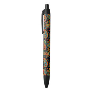 Paisley  colourful elegant black ink pen