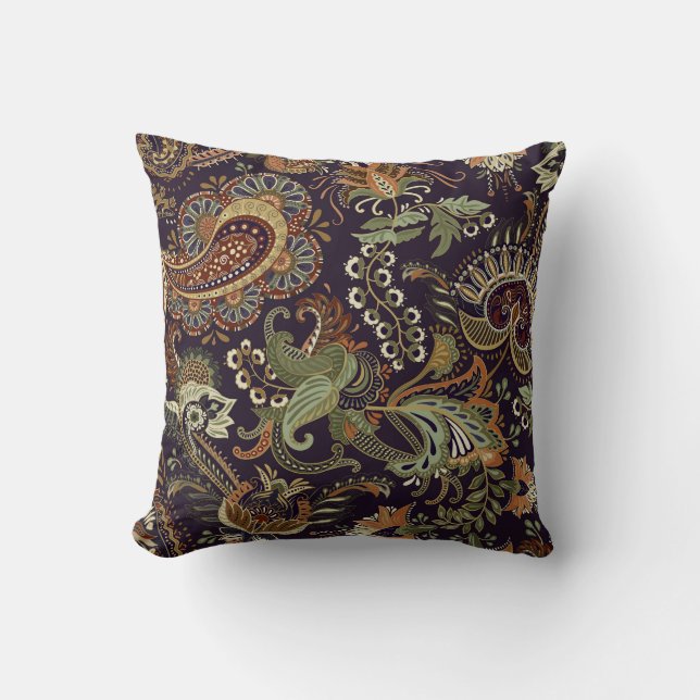 Paisley Colourful Textile: Ethnic Vintage Design Cushion (Front)