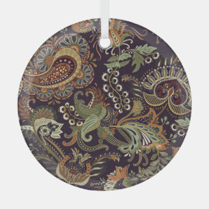 Paisley Colourful Textile: Ethnic Vintage Design Glass Tree Decoration