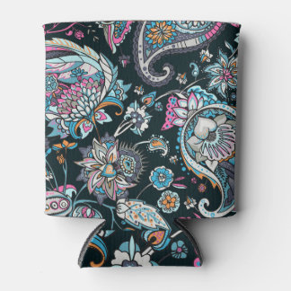 Paisley cucumber: traditional seamless pattern. can cooler