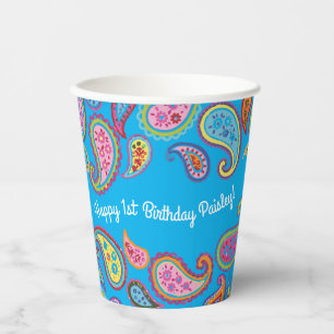 Paisley Cute Colourful 1st Birthday Kids Paper Cups