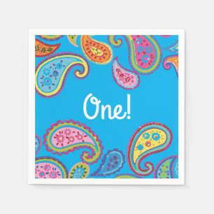 Paisley Cute Colourful 1st Birthday Party Napkin