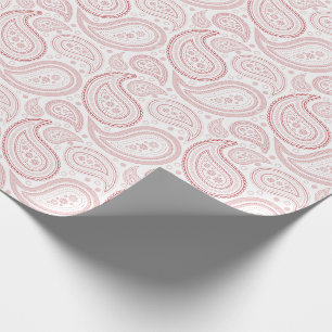 Paisley Dark Red on White Wrapping Paper