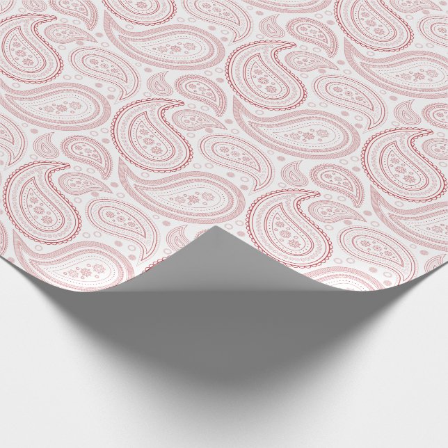 Paisley Dark Red on White Wrapping Paper (Corner)