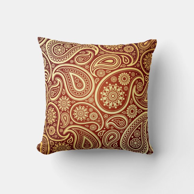 Paisley Deluxe Gold Pillows (Front)