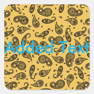 Paisley Design Customise colour background & Text Square Sticker