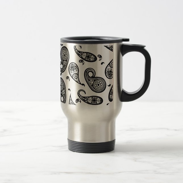 Paisley Design Customise colour background & Text Travel Mug (Right)