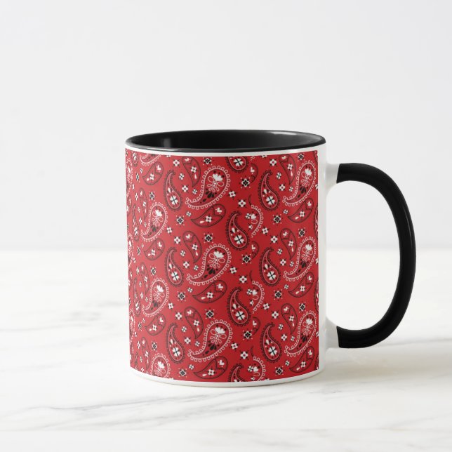 Paisley Designed Pattern Red Background Mug (Right)