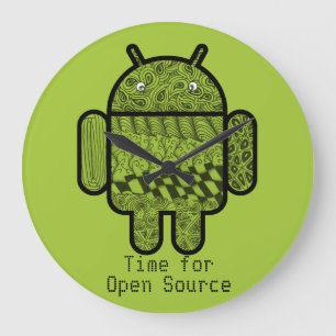 Paisley Doodle Character for the Android™ robot Large Clock