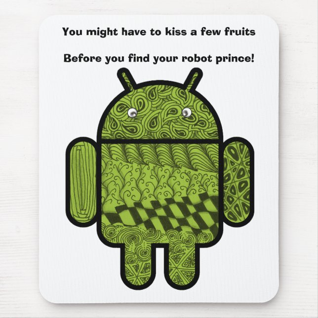 Paisley Doodle Character for the Android™ robot Mouse Pad (Front)