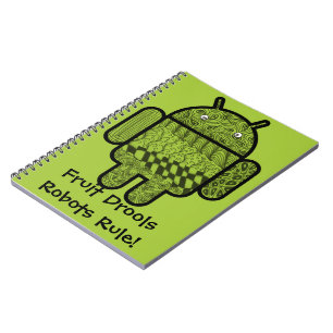 Paisley Doodle Character for the Android™ robot Spiral Notebook