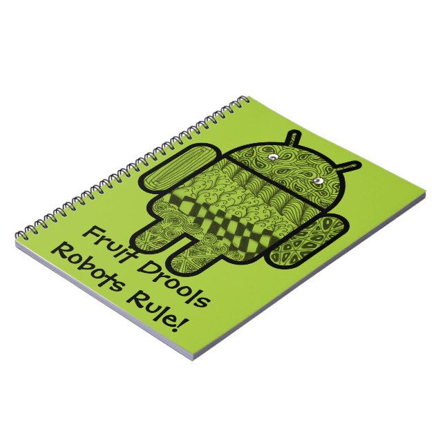 Paisley Doodle Character for the Android™ robot Spiral Notebook (Left Side)