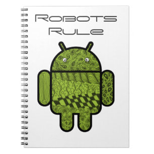 Paisley Doodle Character for the Android™ robot Spiral Notebook