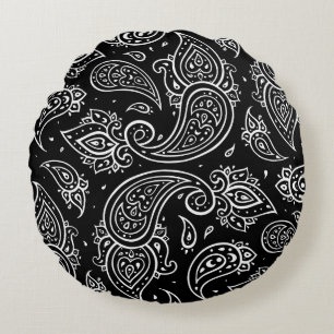 Paisley elegance: seamless ethnic pattern. round cushion