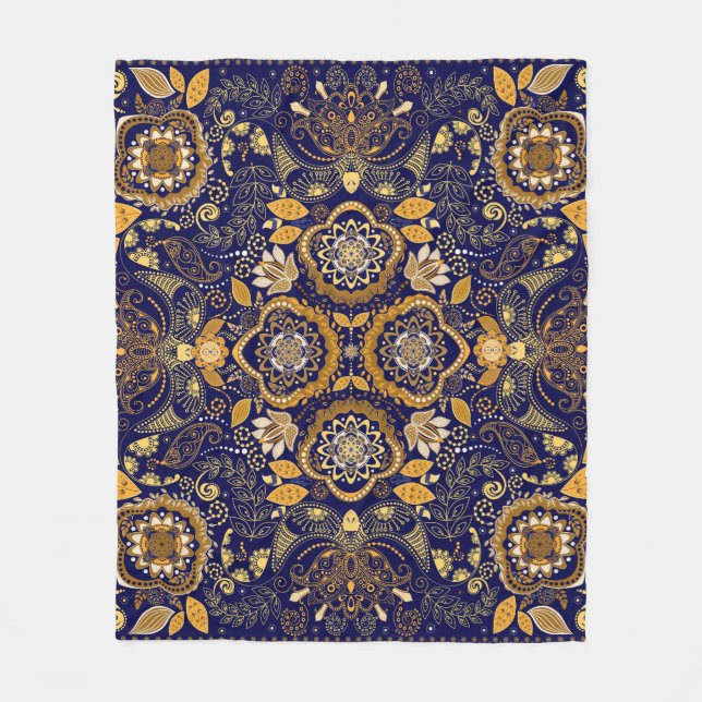Paisley Elegance: Textile Design Pattern Fleece Blanket (Front)