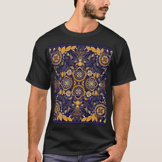 Paisley Elegance: Textile Design Pattern T-Shirt (Front)