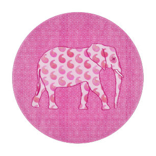 Paisley elephant - ice pink and fuchsia cutting board