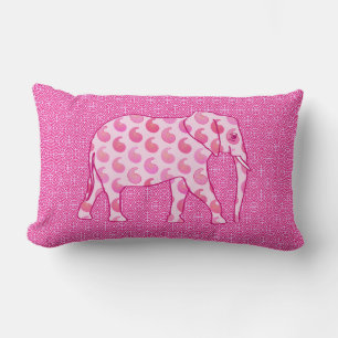 Paisley elephant - ice pink and fuchsia lumbar cushion