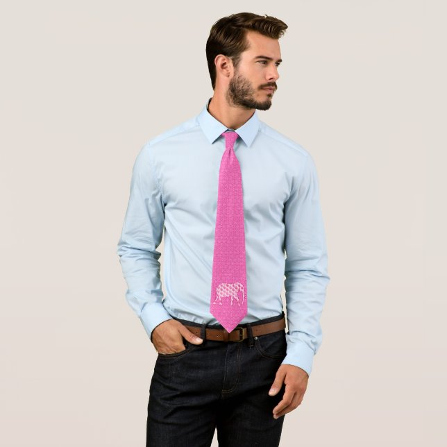 Paisley elephant - ice pink and fuchsia tie (In Situ)