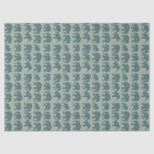 Paisley Elephant Rows on Sage Green Tissue Paper