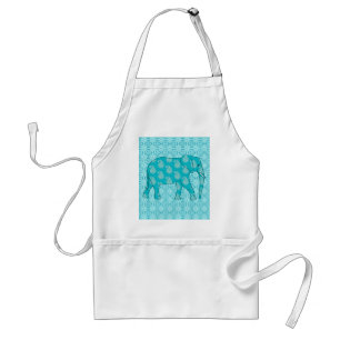 Paisley elephant - turquoise and aqua standard apron