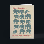 Paisley Elephants 15th Birthday Card for Grandson<br><div class="desc">A  fun 15th Birthday Card for a Grandson,  with silhouettes  of fifteen Elephants,  each filled with a Paisley pattern,  on a Burlap background. Part of the Posh & Painterly 'Heffalumps' collection.</div>