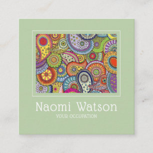 Paisley Fabric Textile Pattern Crafts Sewing Square Business Card
