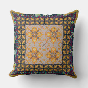 Paisley Fall Colours Faux Quilted Square Cushion