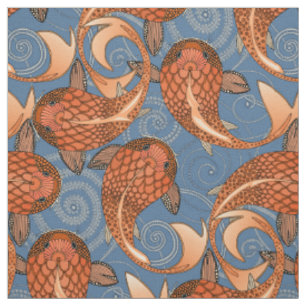 paisley fish denim fabric